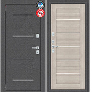 Дверь входная Porta T2 104/П22 с терморазрывом Антик Серебро/Cappuccino Veralinga, 2 замка, с ночной задвижкой
