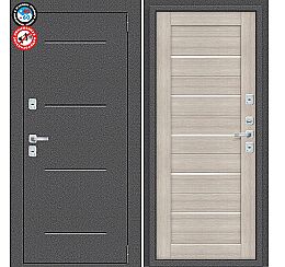 Дверь входная Porta T2 104/П22 с терморазрывом Антик Серебро/Cappuccino Veralinga, 2 замка, с ночной задвижкой