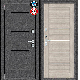 Дверь входная Porta T2 104/П22 с терморазрывом Антик Серебро/Cappuccino Veralinga, 2 замка, с ночной задвижкой