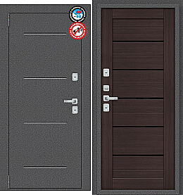 Дверь входная Porta T2 104/П22 с терморазрывом Антик Серебро/Wenge Veralinga, 2 замка