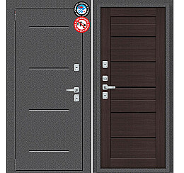 Дверь входная Porta T2 104/П22 с терморазрывом Антик Серебро/Wenge Veralinga, 2 замка, с ночной задвижкой