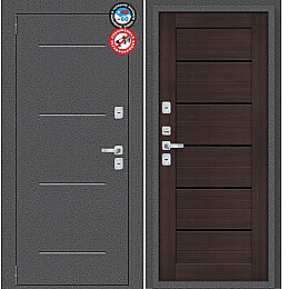 Дверь входная Porta T2 104/П22 с терморазрывом Антик Серебро/Wenge Veralinga, 2 замка, с ночной задвижкой