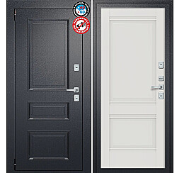 Дверь входная Porta T4 403/К42 с терморазрывом Букле Черный/Alaska, 2 замка, с ночной задвижкой