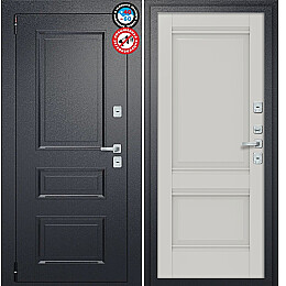 Дверь входная Porta T4 403/К42 с терморазрывом Букле Черный/Nardo Grey, 2 замка, с ночной задвижкой