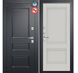 Дверь входная Porta T4 403/К42 с терморазрывом Букле Черный/Nardo Grey, 2 замка, с ночной задвижкой