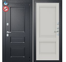 Дверь входная Porta T4 403/К42 с терморазрывом Букле Черный/Nardo Grey, 2 замка, с ночной задвижкой