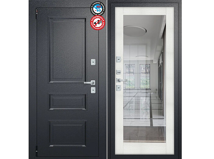 ДС Porta T4 403/П15 Bianco Veralinga R/Букле Черный 205*88 Левая