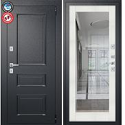 Дверь входная Porta T4 403/П15 с терморазрывом Букле Черный/Bianco Veralinga, с зеркалом, 2 замка, с ночной задвижкой