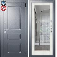 Дверь входная Porta T4 403/П15 с терморазрывом Букле Графит/Bianco Veralinga, с зеркалом, 2 замка, с ночной задвижкой