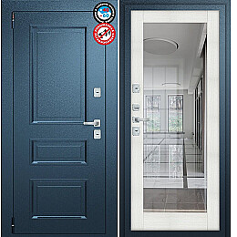 Дверь входная Porta T4 403/П15 с терморазрывом Букле Мирана/Bianco Veralinga, с зеркалом, 2 замка, с ночной задвижкой