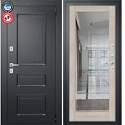 Дверь входная Porta T4 403/П15 с терморазрывом Букле Черный/Cappuccino Veralinga, с зеркалом, 2 замка, с ночной задвижкой