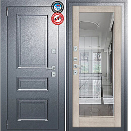 Дверь входная Porta T4 403/П15 с терморазрывом Букле Графит/Cappuccino Veralinga, с зеркалом, 2 замка, с ночной задвижкой