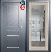 Дверь входная Porta T4 403/П15 с терморазрывом Букле Графит/Cappuccino Veralinga, с зеркалом, 2 замка, с ночной задвижкой