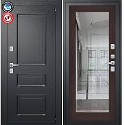 Дверь входная Porta T4 403/П15 с терморазрывом Букле Черный/Wenge Veralinga, с зеркалом, 2 замка, с ночной задвижкой