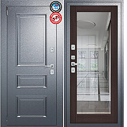 Дверь входная Porta T4 403/П15 с терморазрывом Букле Графит/Wenge Veralinga, с зеркалом, 2 замка, с ночной задвижкой
