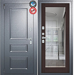 Дверь входная Porta T4 403/П15 с терморазрывом Букле Графит/Wenge Veralinga, с зеркалом, 2 замка, с ночной задвижкой