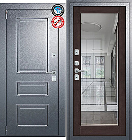 Дверь входная Porta T4 403/П15 с терморазрывом Букле Графит/Wenge Veralinga, с зеркалом, 2 замка