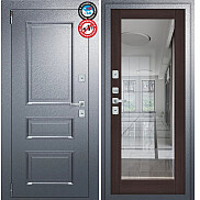 Дверь входная Porta T4 403/П15 с терморазрывом Букле Графит/Wenge Veralinga, с зеркалом, 2 замка, с ночной задвижкой