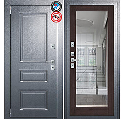 Дверь входная Porta T4 403/П15 с терморазрывом Букле Графит/Wenge Veralinga, с зеркалом, 2 замка, с ночной задвижкой