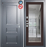 Дверь входная Porta T4 403/П15 с терморазрывом Букле Графит/Wenge Veralinga, с зеркалом, 2 замка, с ночной задвижкой