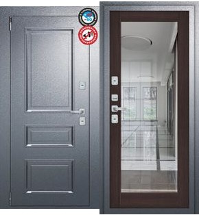 Дверь входная Porta T4 403/П15 с терморазрывом Букле Графит/Wenge Veralinga, с зеркалом, 2 замка, с ночной задвижкой