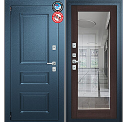 Дверь входная Porta T4 403/П15 с терморазрывом Букле Мирана/Wenge Veralinga, с зеркалом, 2 замка, с ночной задвижкой