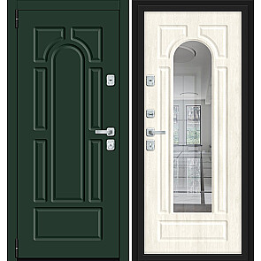 Дверь входная Porta M-3P 55.56 Green Stark/Nordic Oak, с зеркалом, 2 замка