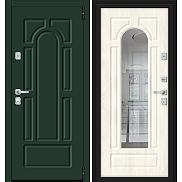 Дверь входная Porta M-3P 55.56 Green Stark/Nordic Oak, с зеркалом, 2 замка, с ночной задвижкой