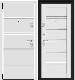 Дверь входная Porta M-3 8/Л28 White Stark/Virgin, с зеркалом, 2 замка