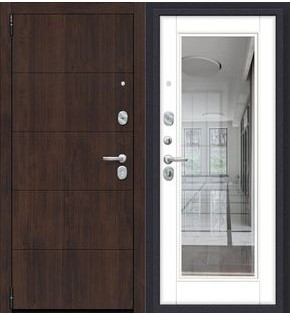 Дверь входная Porta R-3 4/П61 Almon/Super White, с зеркалом, 2 замка, с ночной задвижкой
