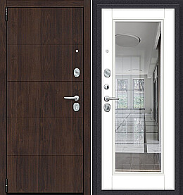 Дверь входная Porta R-3 4/П61 Almon 28/Super White, с зеркалом, 2 замка