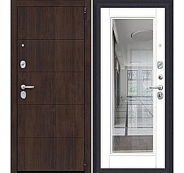 Дверь входная Porta R-3 4/П61 Almon 28/Super White, с зеркалом, 2 замка, с ночной задвижкой