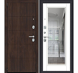 Дверь входная Porta R-3 4/П61 Almon 28/Super White, с зеркалом, 2 замка, с ночной задвижкой