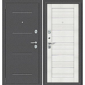 Дверь входная Porta S-2P 104/П22 Антик Серебро/Bianco Veralinga/White Waltz, 2 замка