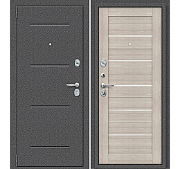 Дверь входная Porta S-2P 104/П22 Антик Серебро/Cappuccino Veralinga/White Pearl, 2 замка, с ночной задвижкой