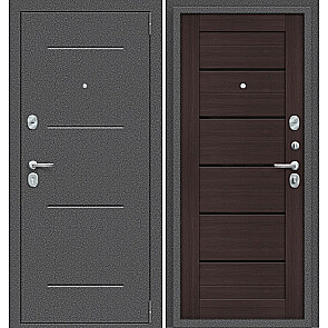 Дверь входная Porta S-2P 104/П22 Антик Серебро/Wenge Veralinga/Black Star, 2 замка
