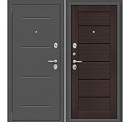 Дверь входная Porta S-2P 104/П22 Антик Серебро/Wenge Veralinga/Black Star, 2 замка, с ночной задвижкой