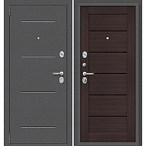 Дверь входная Porta S-2P 104/П22 Антик Серебро/Wenge Veralinga/Black Star, 2 замка, с ночной задвижкой