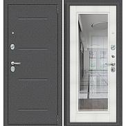 Дверь входная Porta S-2P 104/П61 Антик Серебро/Bianco Veralinga, с зеркалом, 2 замка, с ночной задвижкой