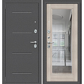 Дверь входная Porta S-2P 104/П61 Антик Серебро/Cappuccino Veralinga, с зеркалом, 2 замка