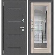 Дверь входная Porta S-2P 104/П61 Антик Серебро/Cappuccino Veralinga, с зеркалом, 2 замка, с ночной задвижкой
