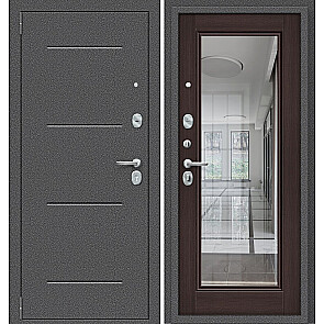 Дверь входная Porta S-2P 104/П61 Антик Серебро/Wenge Veralinga, с зеркалом, 2 замка