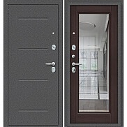Дверь входная Porta S-2P 104/П61 Антик Серебро/Wenge Veralinga, с зеркалом, 2 замка, с ночной задвижкой