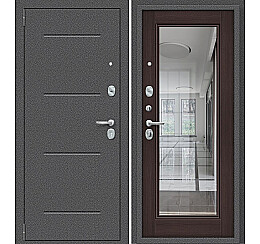 Дверь входная Porta S-2P 104/П61 Антик Серебро/Wenge Veralinga, с зеркалом, 2 замка, с ночной задвижкой