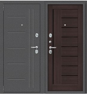 Дверь входная Porta S-2P 109/П29 Антик серебро/Wenge Veralinga, 2 замка, с ночной задвижкой