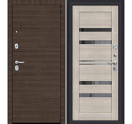 Дверь входная Porta S-3P 4/П30 Brownie/Cappuccino Veralinga, с зеркалом, 2 замка, с ночной задвижкой