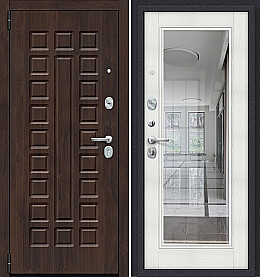 Дверь входная Porta S-3P 51/П61 Almon 28/Bianco Veralinga/Reflex, с зеркалом, 2 замка