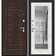 Дверь входная Porta S-3P 51/П61 Almon 28/Bianco Veralinga/Reflex, с зеркалом, 2 замка, с ночной задвижкой