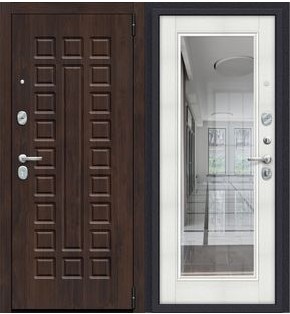 Дверь входная Porta S-3P 51/П61 Almon/Bianco Veralinga, с зеркалом, 2 замка, с ночной задвижкой