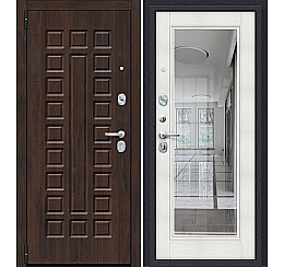 Дверь входная Porta S-3P 51/П61 Almon 28/Bianco Veralinga/Reflex, с зеркалом, 2 замка, с ночной задвижкой